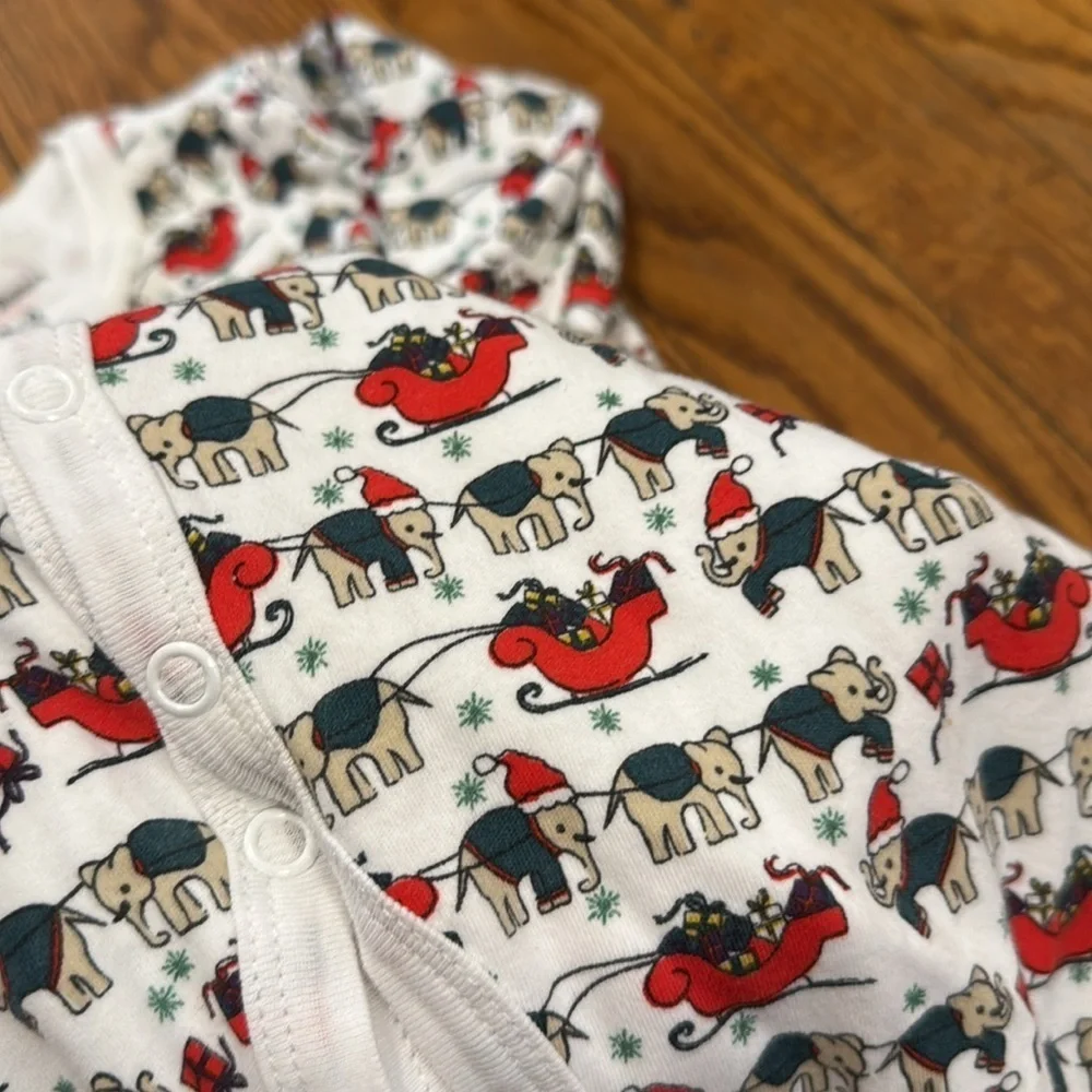 Roller Rabbit 100% cotton baby footie Christmas elephant holiday 3-6
